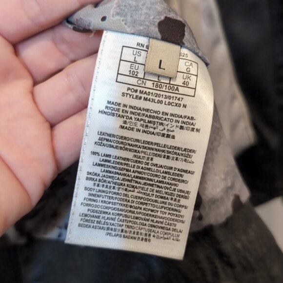 Guess Genuine Lamb Leather Moto Jacket Knit Padded Black Biker Motorcycle Coat - Picture 15 of 15